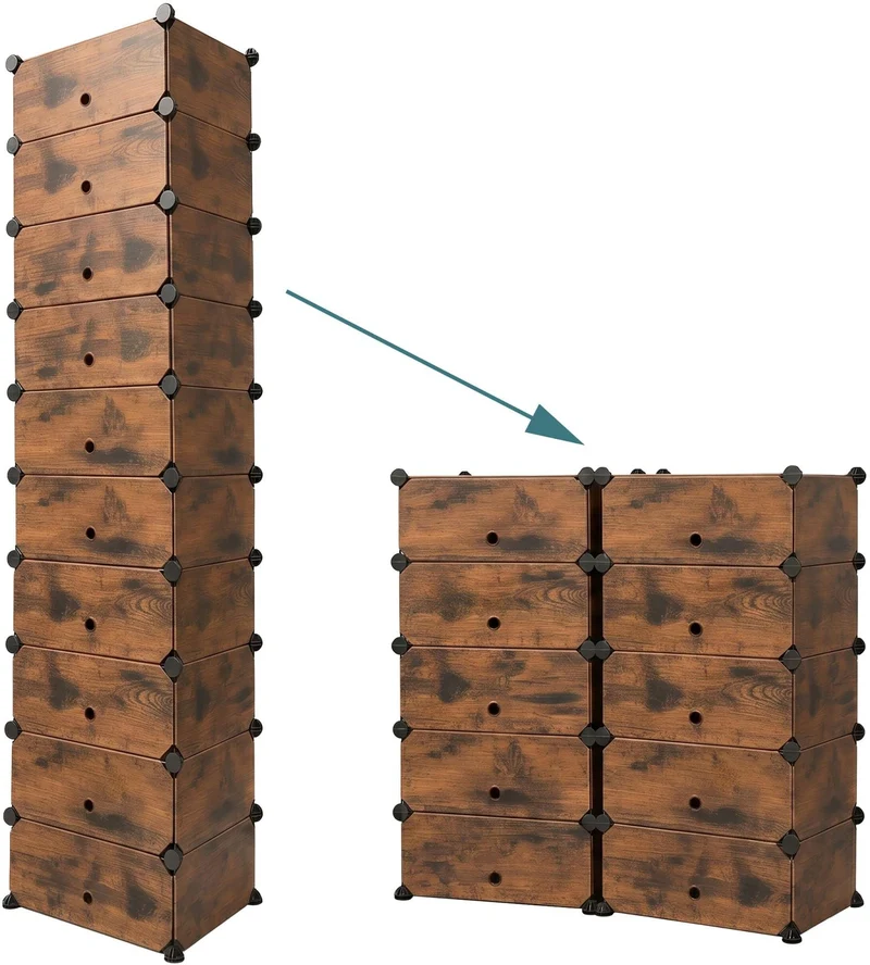 Étagère à chaussures peu encombrante montage rapide 176 x 43 x 34 cm en bois marron 13_0018990