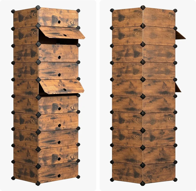 Étagère à chaussures peu encombrante montage rapide 176 x 43 x 34 cm en bois marron 13_0018990