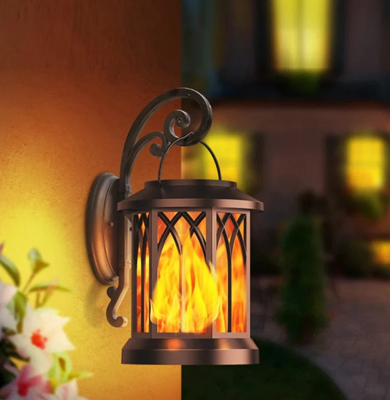 Lampe Solaire LED Jardin Flamme Éclatante