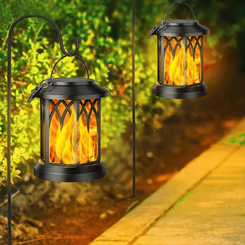 Lampe Solaire LED Jardin Flamme Éclatante