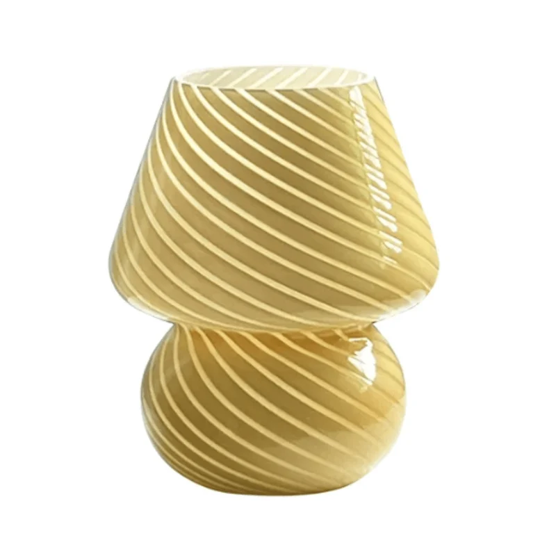Lampe de Table Élégante Vintage en Verre Rayé
