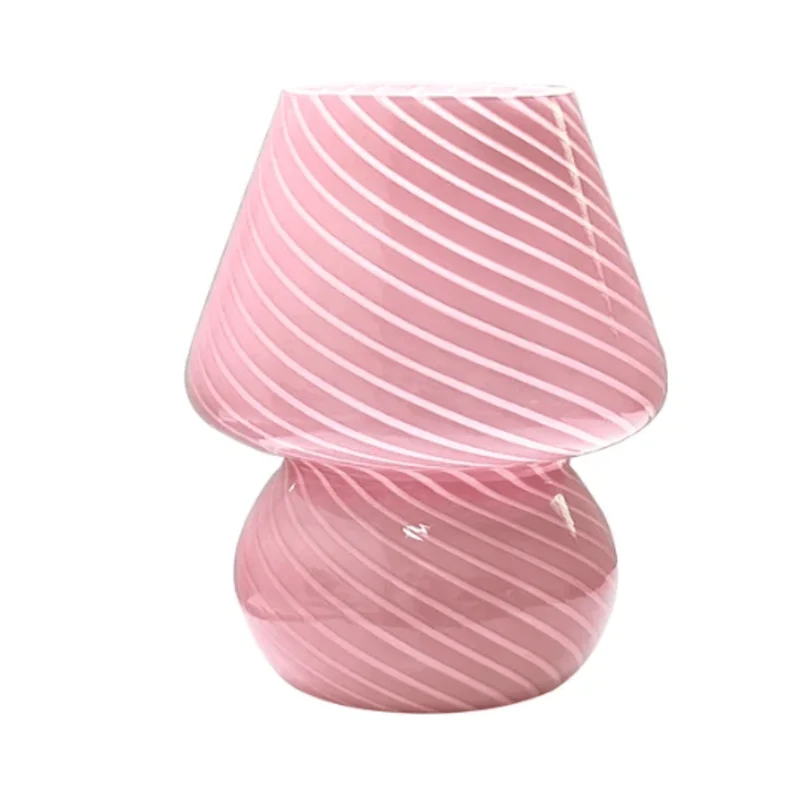 Lampe de Table Élégante Vintage en Verre Rayé