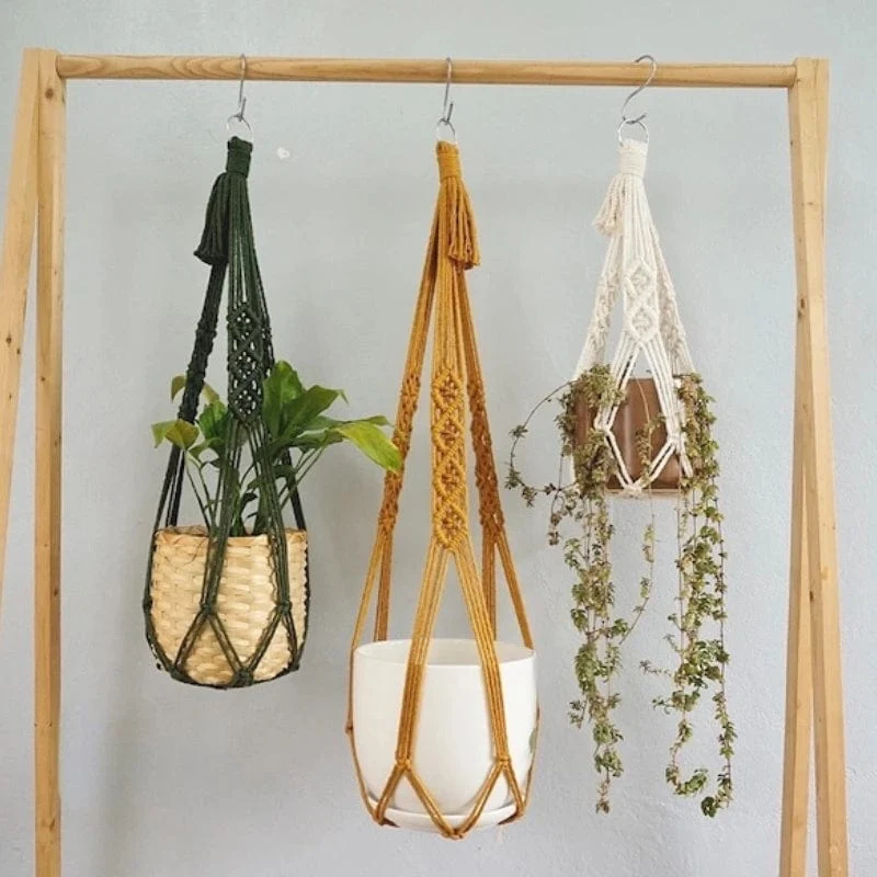Support Suspendu Élégant pour Plantes en Macramé