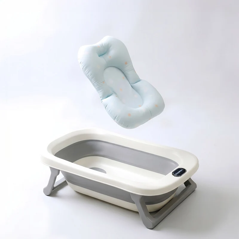 Baignoire pliable pour bébé avec coussin moelleux pieds antidérapants 20 x 78 x 50 cm en PP crème 13_0018960