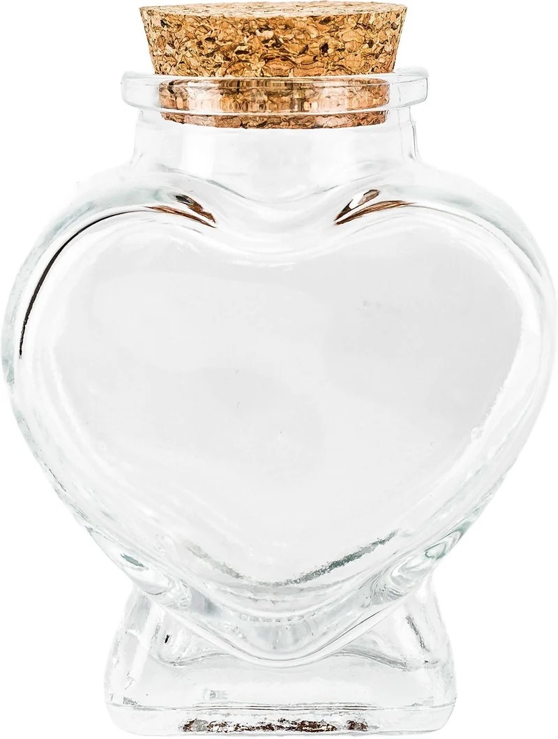 Lot de 12 flacons cœur en verre transparent décoratifs pour liqueurs huiles 7,5 x 6 x 4 cm en verre naturel 13_0018958