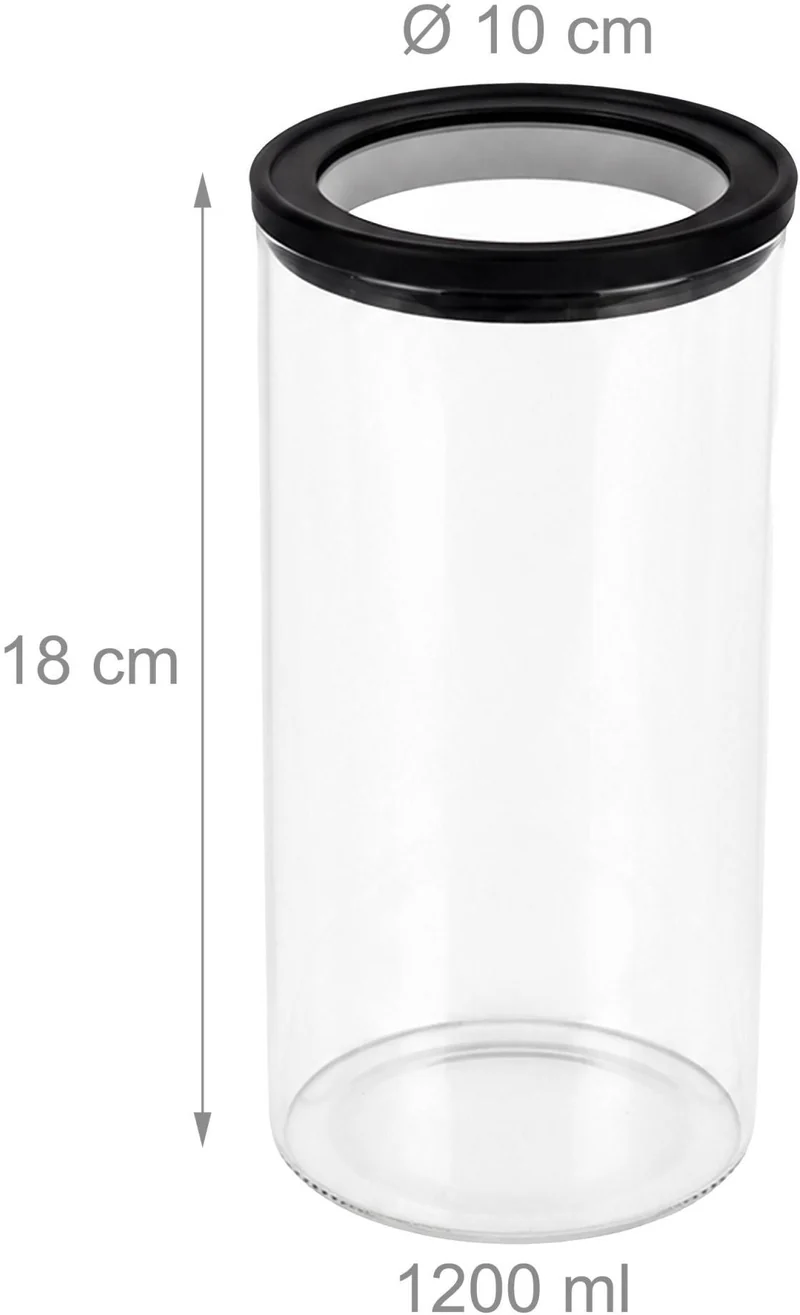 Lot de 3 bocaux de conservation ronds 18 x 10 cm hermétiques pour aliments cuisine design moderne en verre transparent 13_0018954
