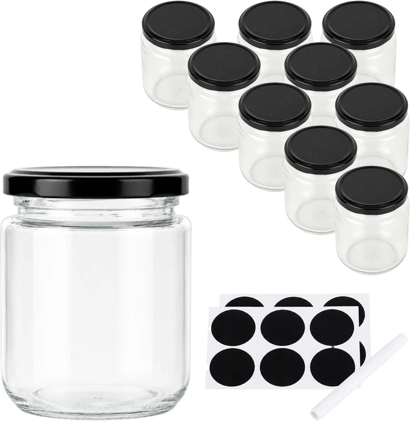 Lot de 10 bocaux en verre 8 x 7,5 cm hermétiques pour confitures DIY décoration cuisine en verre transparent 13_0018950