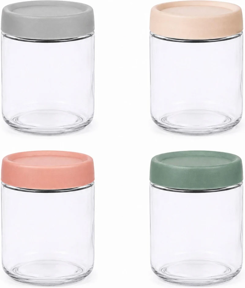Lot de 4 bocaux en verre pour confitures 11,5 x 8,5 cm hermétiques design moderne en verre transparent 13_0018949