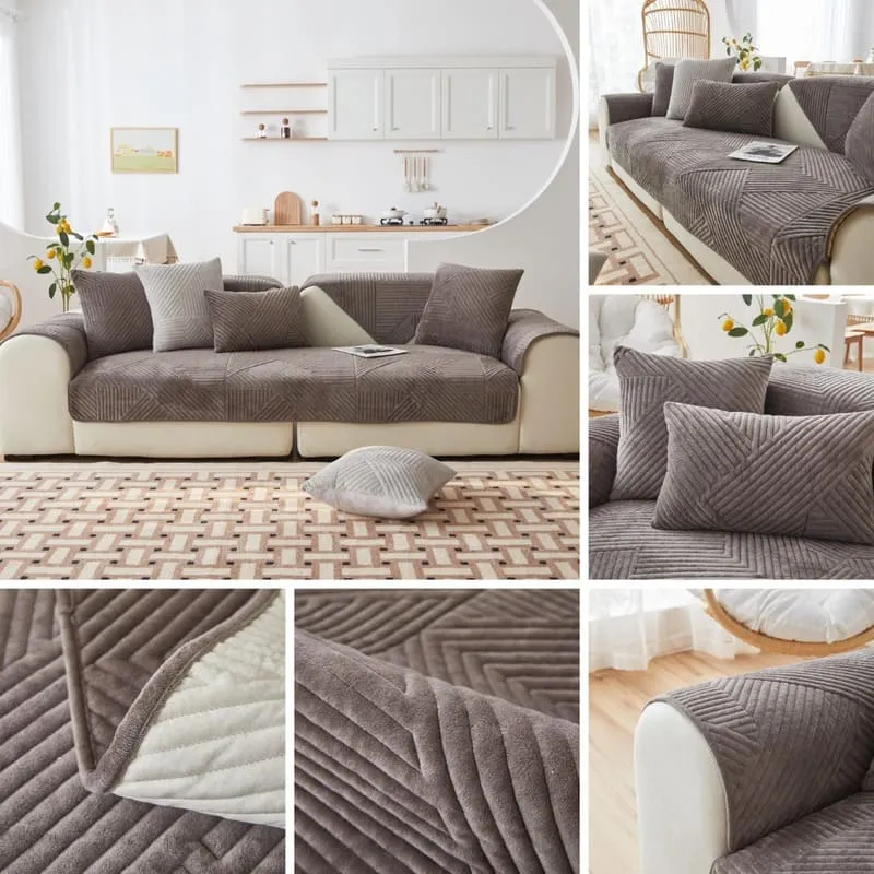 Plaid pour canapé velours Cristal Gris Foncé