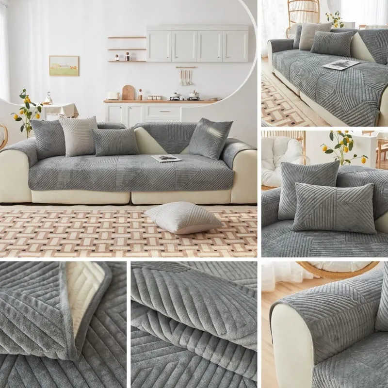 Plaid pour canapé velours Cristal Gris