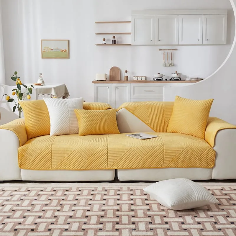 Plaid pour canapé velours Cristal Jaune