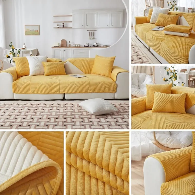 Plaid pour canapé velours Cristal Jaune