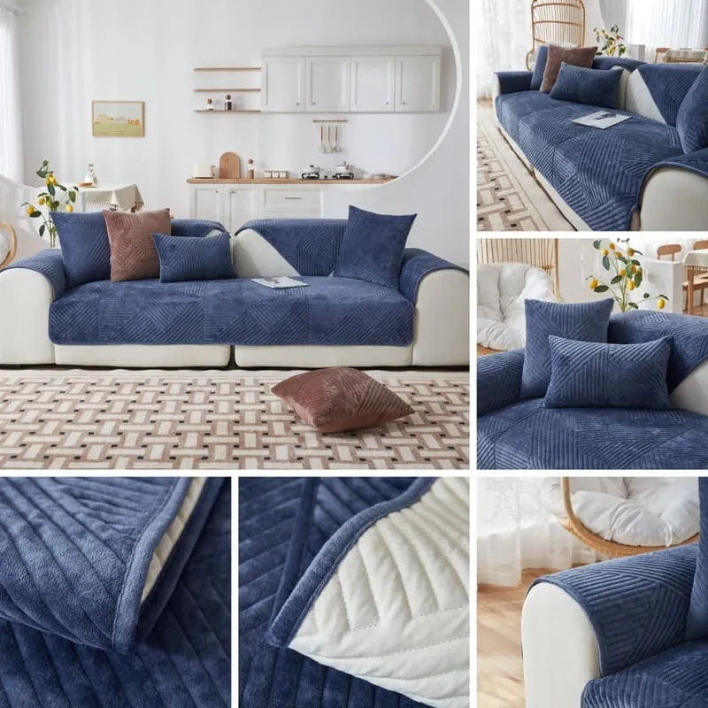 Plaid pour canapé velours Cristal Bleu