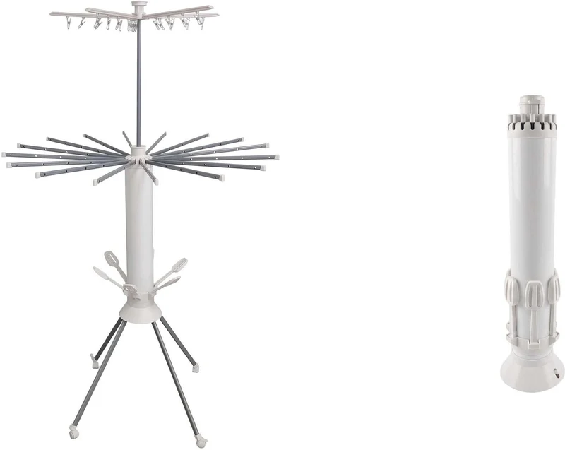 Séchoir à linge télescopique pliable 180 x 112 cm 16 tiges extensibles design moderne en inox blanc 13_0018939