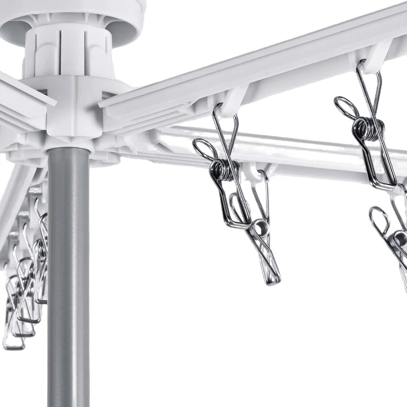 Séchoir à linge télescopique pliable 180 x 112 cm 16 tiges extensibles design moderne en inox blanc 13_0018939