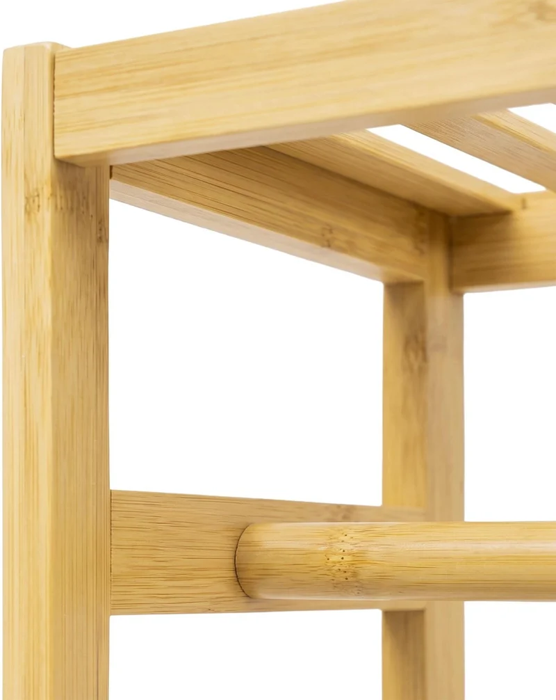 Porte-vêtements sur pied avec 4 étagères pour couloir rangement pratique 163 x 70 x 29 cm en bambou naturel 13_0018931