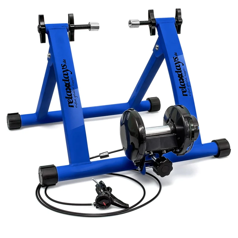 Home trainer pliable pour vélo 38 x 55 x 48 cm 6 vitesses réglables entraînement intérieur en acier bleu 13_0017999
