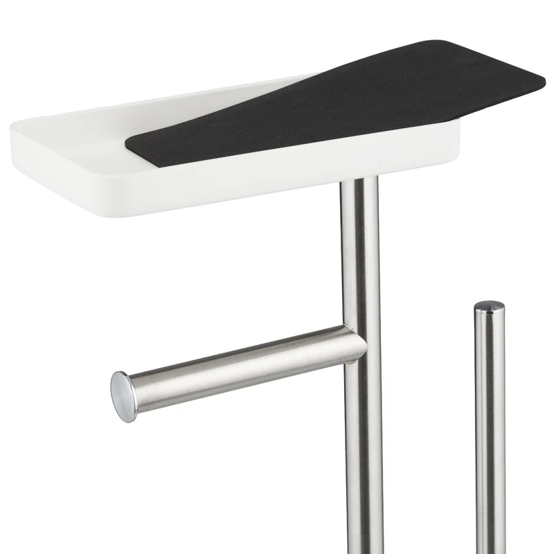 Serviteur WC pratique porte-brosse et porte-rouleau 65,5 x 29 x 11 cm en acier inoxydable gris 13_0017362