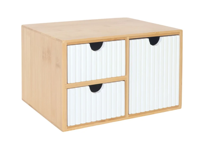 Boîte à tiroirs organiseur moderne rangement 15 x 25 x 20 cm en bambou naturel 13_0017436