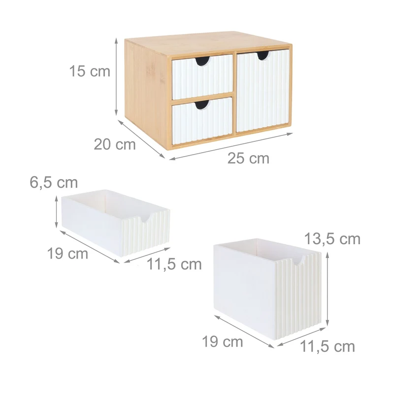Boîte à tiroirs organiseur moderne rangement 15 x 25 x 20 cm en bambou naturel 13_0017436