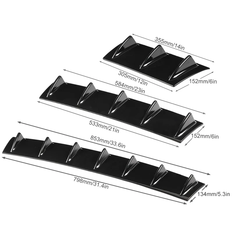 Diffuseur Arrière Universel Aileron Requin 3 Tailles Noir Brillant