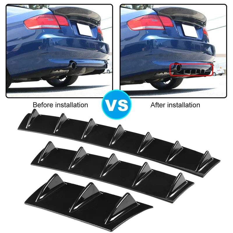 Diffuseur Arrière Universel Aileron Requin 3 Tailles Noir Brillant