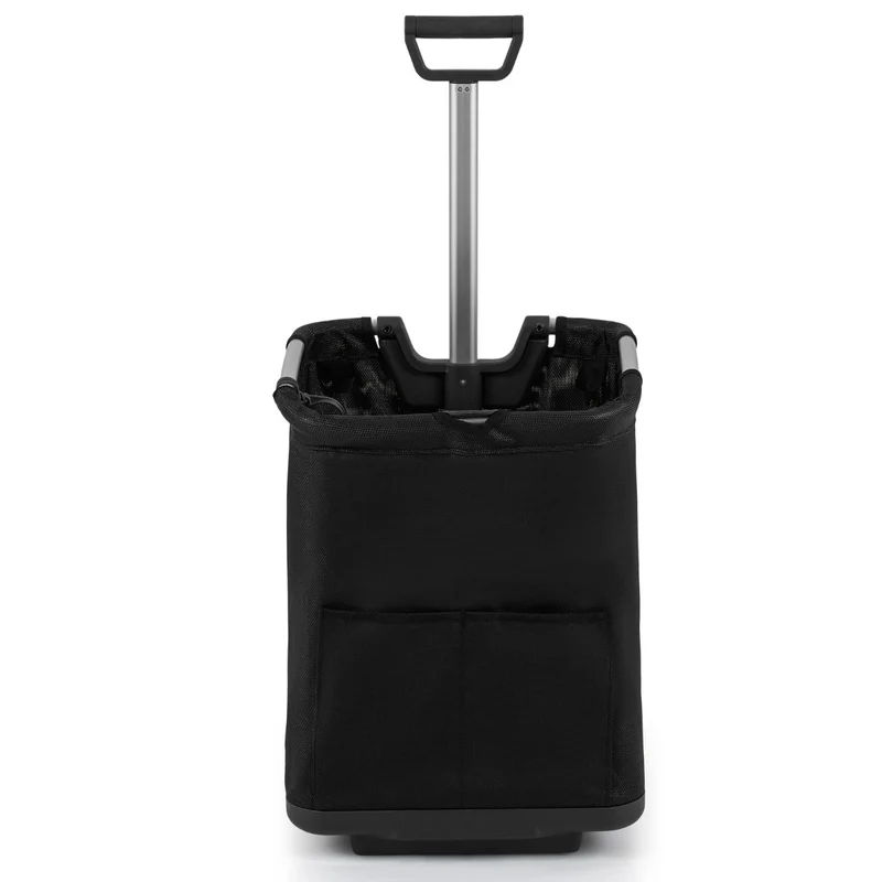 Chariot de courses pliable 40 x 36 x 58/90 cm 50 L robuste et léger style moderne en aluminium noir 20_0017977