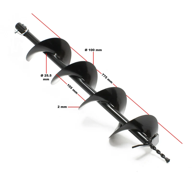 Tarière thermique set 63,3 ccm 3 cv foret 100 mm utilisation 2 personnes perceuse 16_0001563