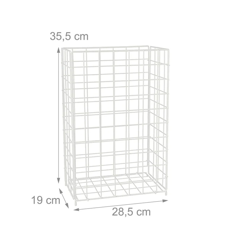 Corbeille à papier carrée de bureau ouverte 35,5 x 28,5 x 19 cm design industriel en fer noir 13_0017843