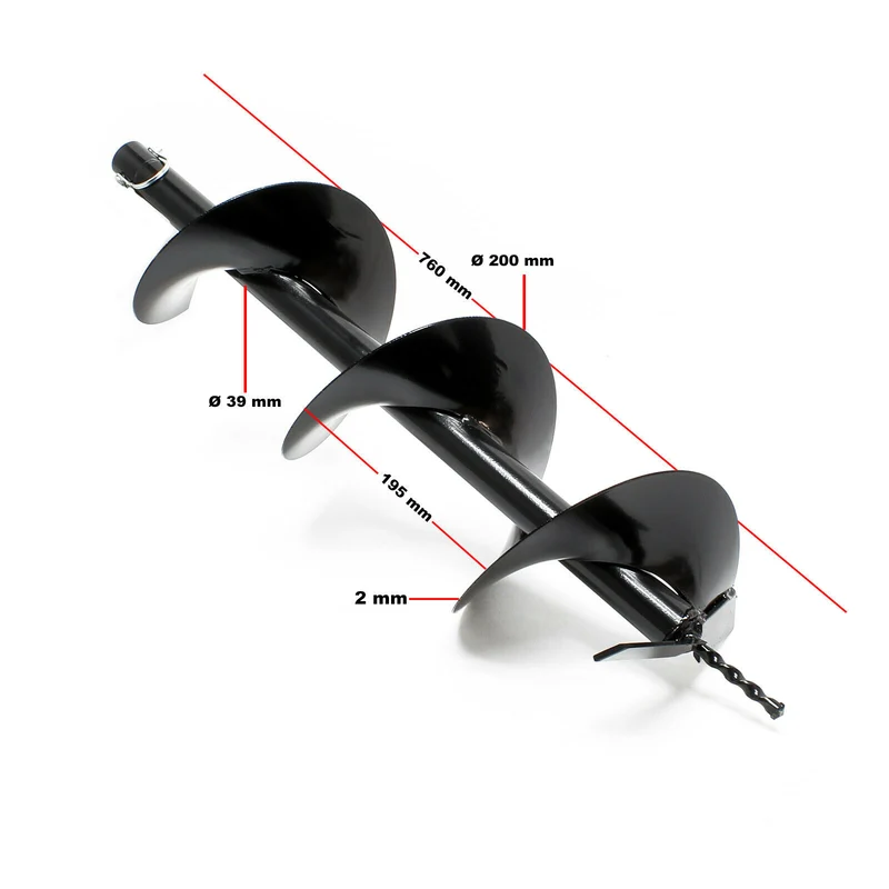 Tarière thermique set 63,3 ccm 3 cv foret 200 mm utilisation 2 personnes perceuse 16_0001565