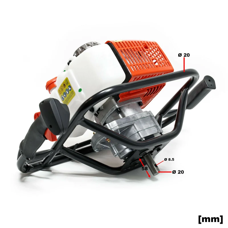 Tarière thermique set 63,3 ccm 3 cv foret 150mm utilisation 2 personnes perceuse 16_0001564