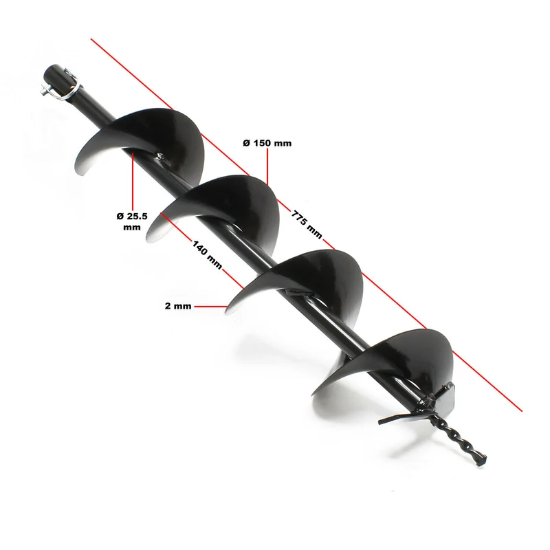 Tarière thermique set 63,3 ccm 3 cv foret 150mm utilisation 2 personnes perceuse 16_0001564
