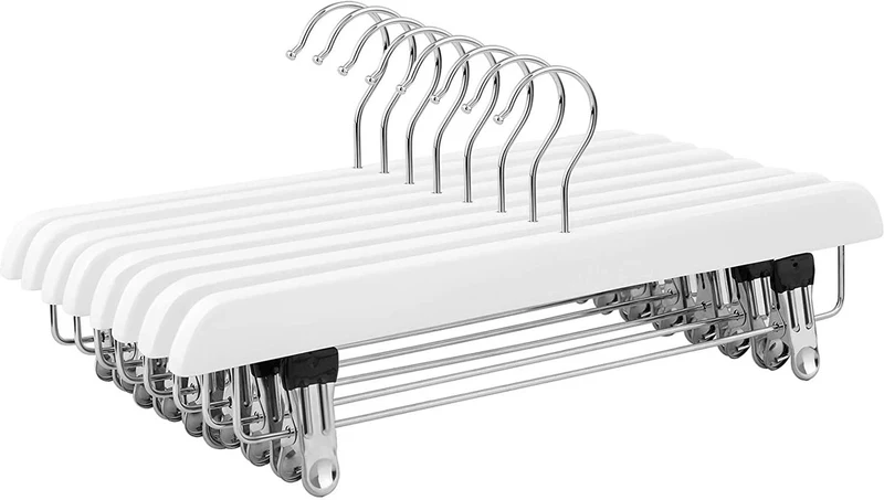 Lot de 8 cintres-pinces pour pantalons et jupes avec crochet pivotant et pinces réglables longueur de 35,5 cm blanc 12_0000133