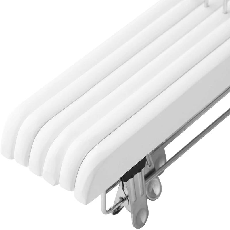 Lot de 8 cintres-pinces pour pantalons et jupes avec crochet pivotant et pinces réglables longueur de 35,5 cm blanc 12_0000133