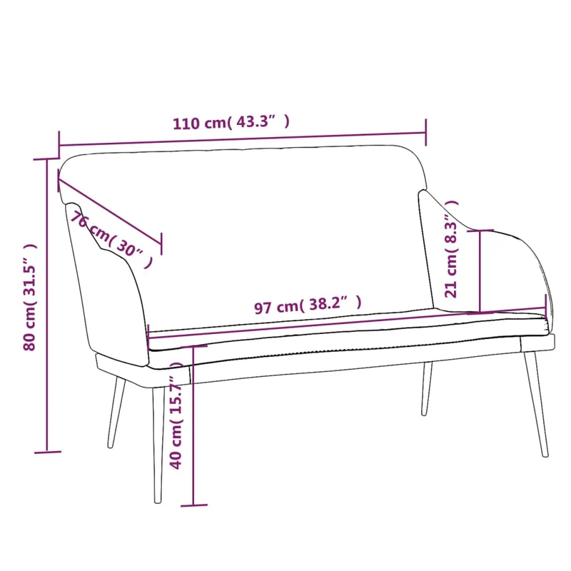 Banc banquette vert foncé 110 x 76 x 80 cm velours 02_0010639