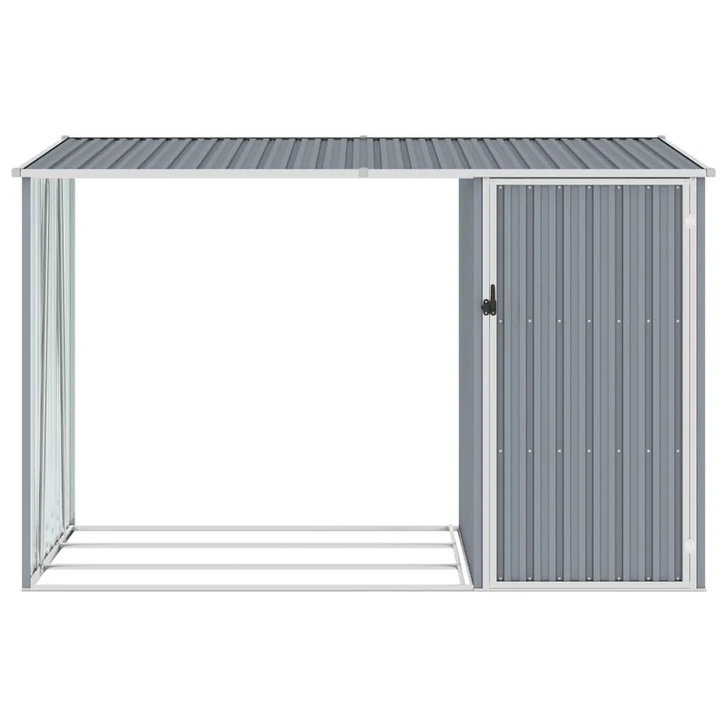 Abri à bois de jardin 245 x 98 x 159 cm acier galvanisé gris 02_0022397