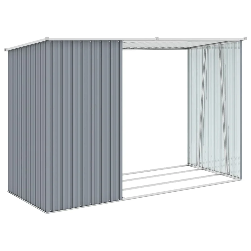 Abri à bois de jardin 245 x 98 x 159 cm acier galvanisé gris 02_0022397