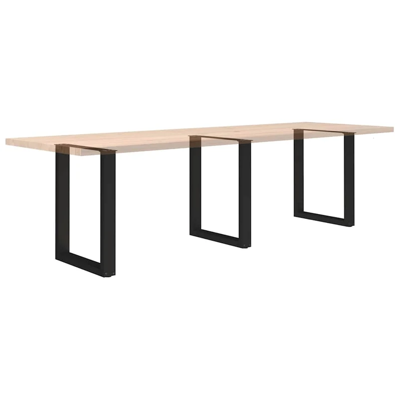 Lot de 3 pieds de table à manger en U 70 x 72-73 cm avec niveleurs réglables design moderne en acier noir 02_0057440
