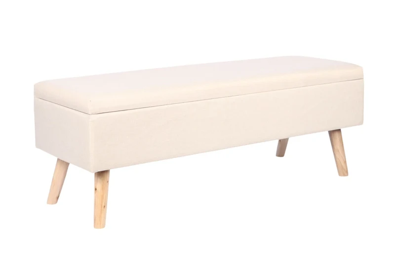 Banc coffre multifonctionnel avec rangement intégrée 40 x 110 x 40 cm en lin gris 13_0017661