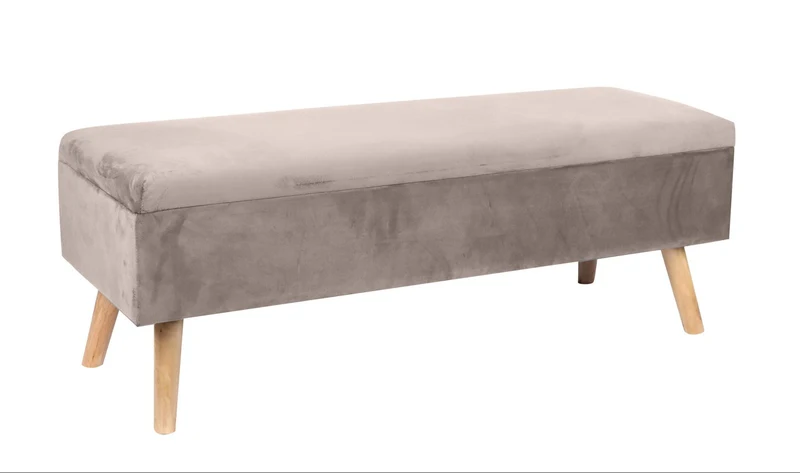 Banquette coffre multifonctionnelle 40 x 110 x 40 cm avec rangement assise rembourrée style contemporain en MDF gris 13_0017447