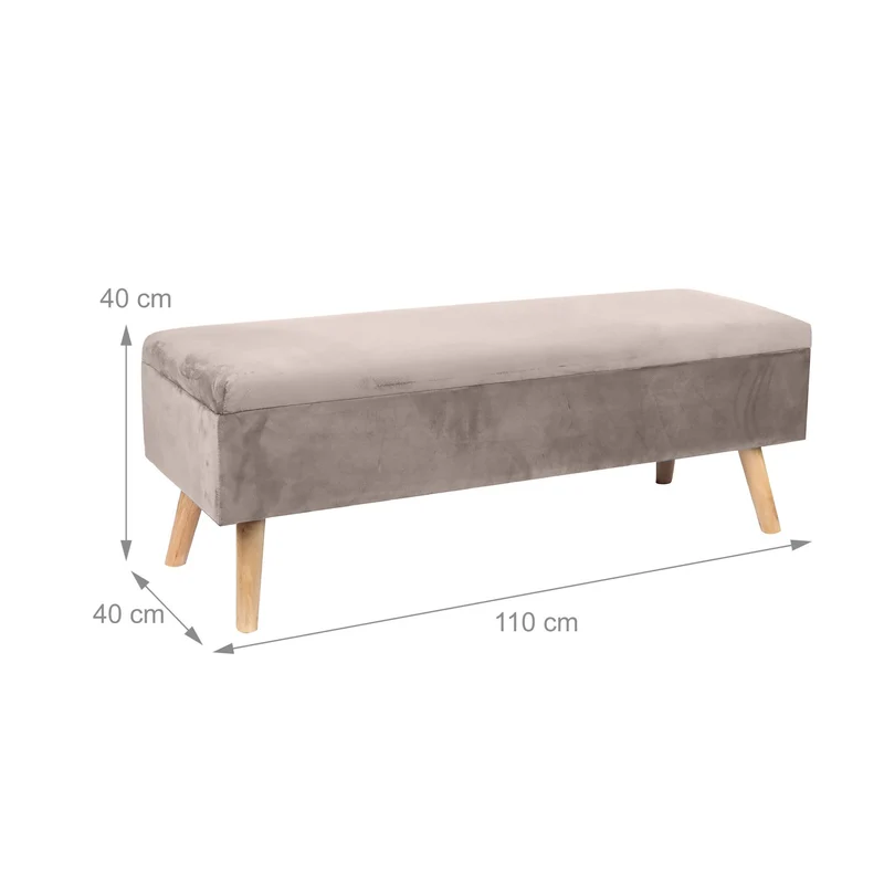 Banquette coffre multifonctionnelle 40 x 110 x 40 cm avec rangement assise rembourrée style contemporain en MDF gris 13_0017447