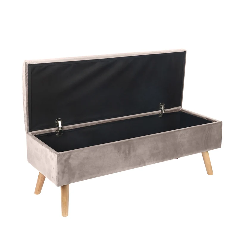 Banquette coffre multifonctionnelle 40 x 110 x 40 cm avec rangement assise rembourrée style contemporain en MDF gris 13_0017447