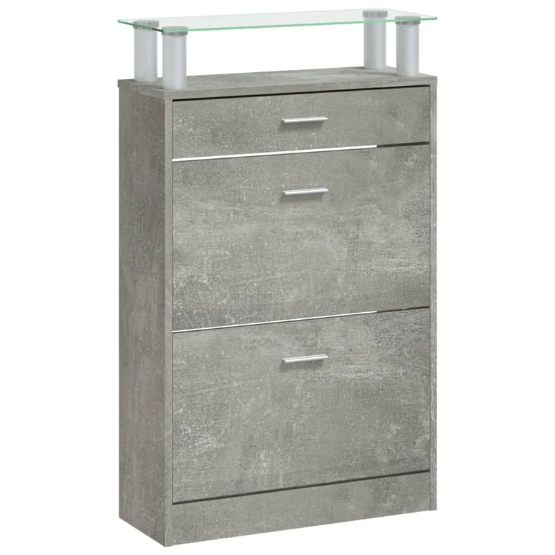 Armoire à chaussures range chaussures rangement meuble entrée couloir salon 63 x 24 x 104 cm bois d'ingénierie gris 02_0021841