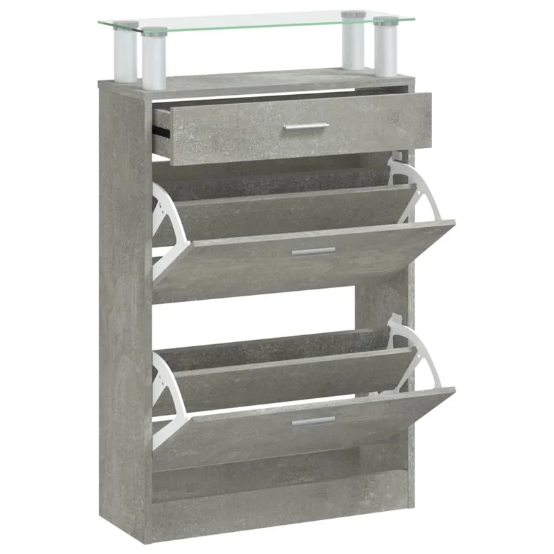 Armoire à chaussures range chaussures rangement meuble entrée couloir salon 63 x 24 x 104 cm bois d'ingénierie gris 02_0021841