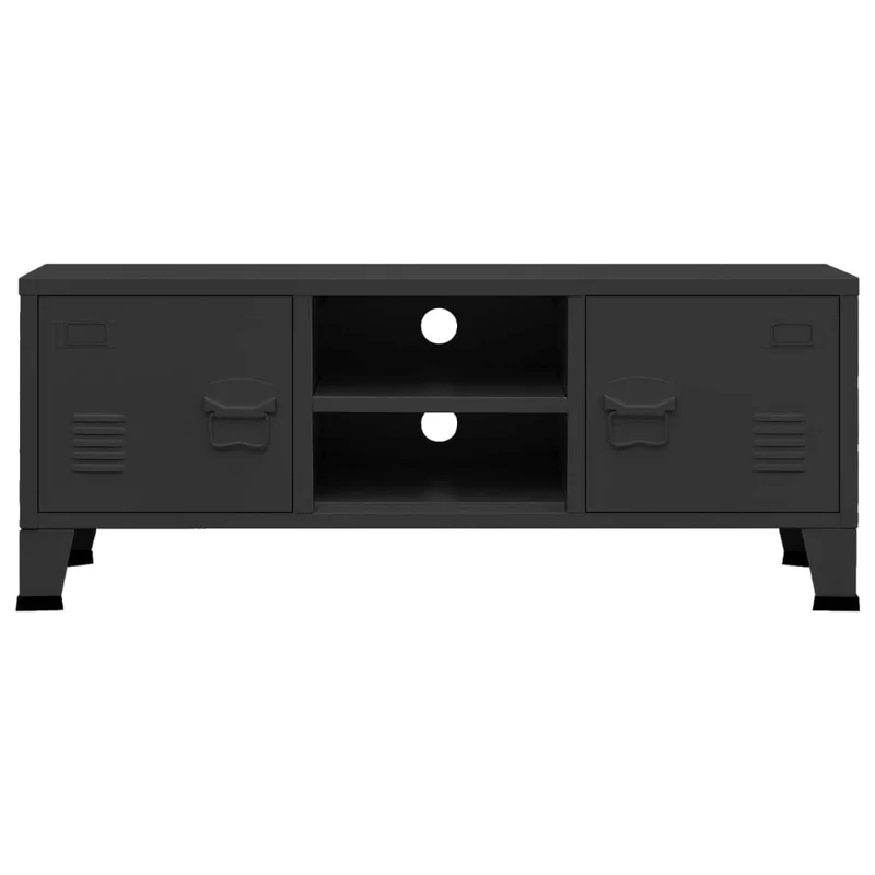 Meuble TV multimédia étagère télévision buffet téléviseur salle à manger salon chambre industriel 105 x 35 x 42 cm Métal noir 02_0027645