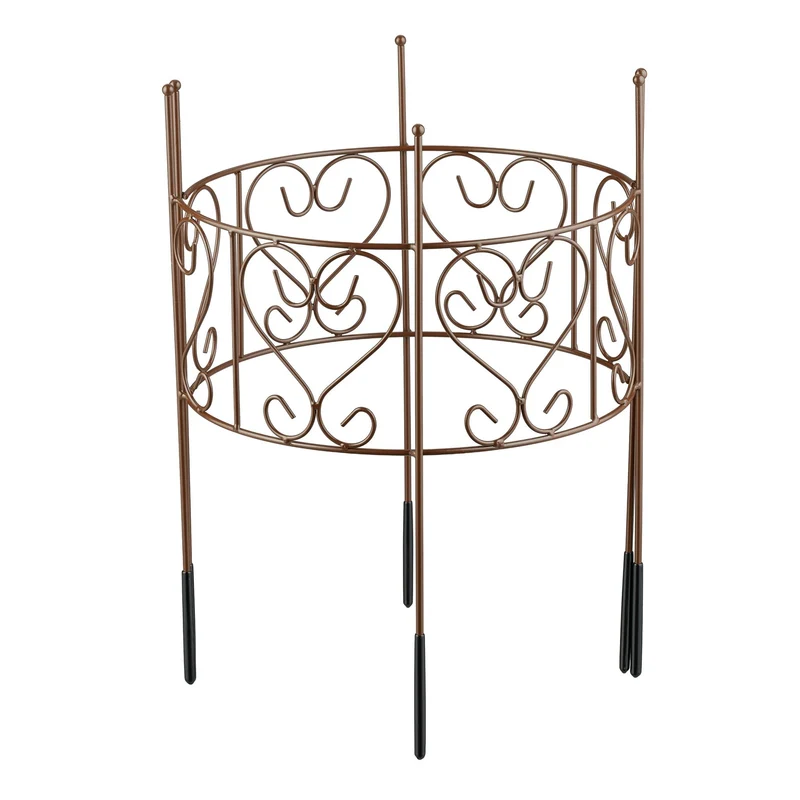 Support demi-cercle décoratif pour plantes vivaces jardin 41,5 x 31 x 14,5 cm en acier marron 13_0016827