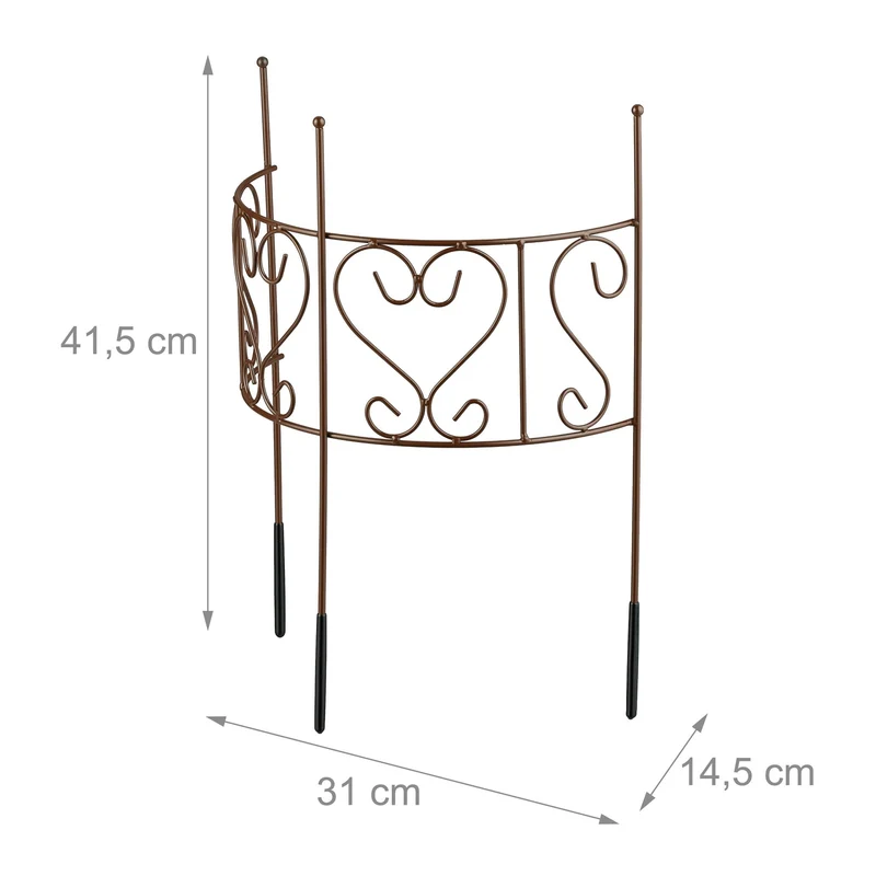 Support demi-cercle décoratif pour plantes vivaces jardin 41,5 x 31 x 14,5 cm en acier marron 13_0016827
