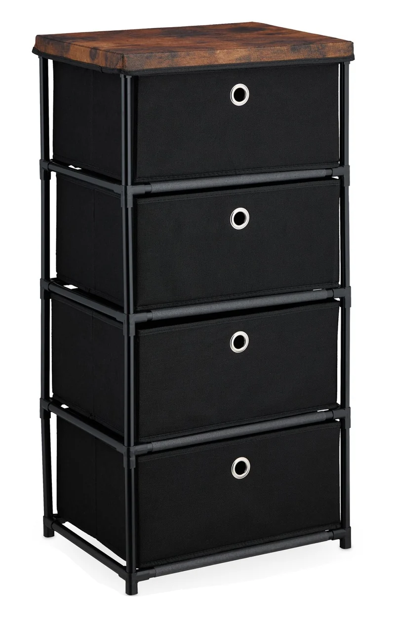 Commode à tiroirs pratique pour salon chambre entrée 105 x 43 x 33 cm design industriel en métal noir 13_0016358