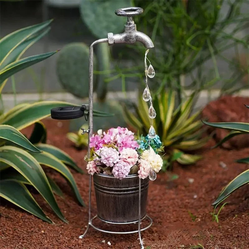 Lampe Solaire de Jardin Gouttelettes d'Eau Scintillantes Vase