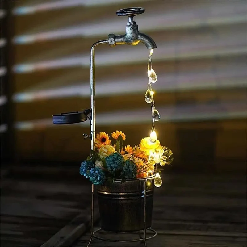 Lampe Solaire de Jardin Gouttelettes d'Eau Scintillantes Vase